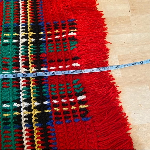 Vintage red plaid afghan blanket throw - Picture 5 of 6